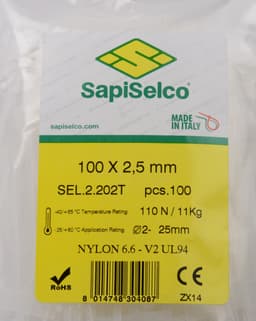 Set etichete 100x2.5mm coliere nylon 100buc SEL.2.202T SapiSelco Italy 3