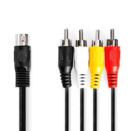 Cablu audio DIN 5pin tata - 4x RCA tata 1m Nedis CAGL20400BK10 1