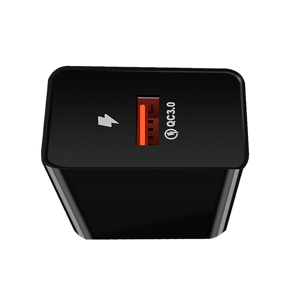 Incarcator retea Well 1x USB-A QC3.0 18W negru PSUP-USB-WQ11802BK-WL