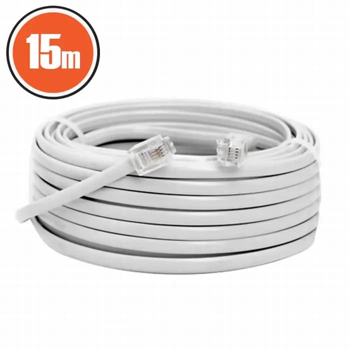 Cablu telefon RJ11 15m Fisa modulara 6P4C - fisa modulara 6P4C alb 20304