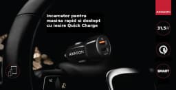 Incarcator auto Smart 5V 2.4A + QC3.0 30W negru Axagon PWC-QC5 2