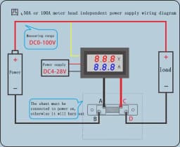 Voltmetru si Ampermetru 0-50A rosu DC 4-30V VOLT/AMP 50A 3