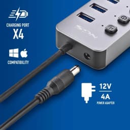 HUB USB 3.0 NGS iHub10 cu 10 porturi si alimentator inclus 3