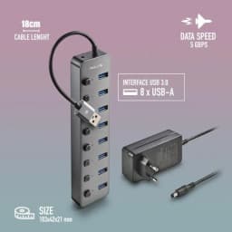 HUB USB 3.0 NGS iHub8 cu 8 porturi si alimentator HUB-IHUB8-NGS 2