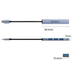 HUB USB Orico AHC1-4A-GY 4 port-uri USB3.2 gri 15cm 2