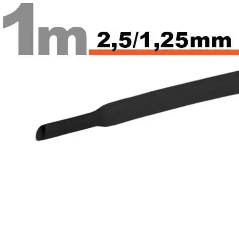 Tub termocontractant negru 2.5 /1.25 mm 1m lungime