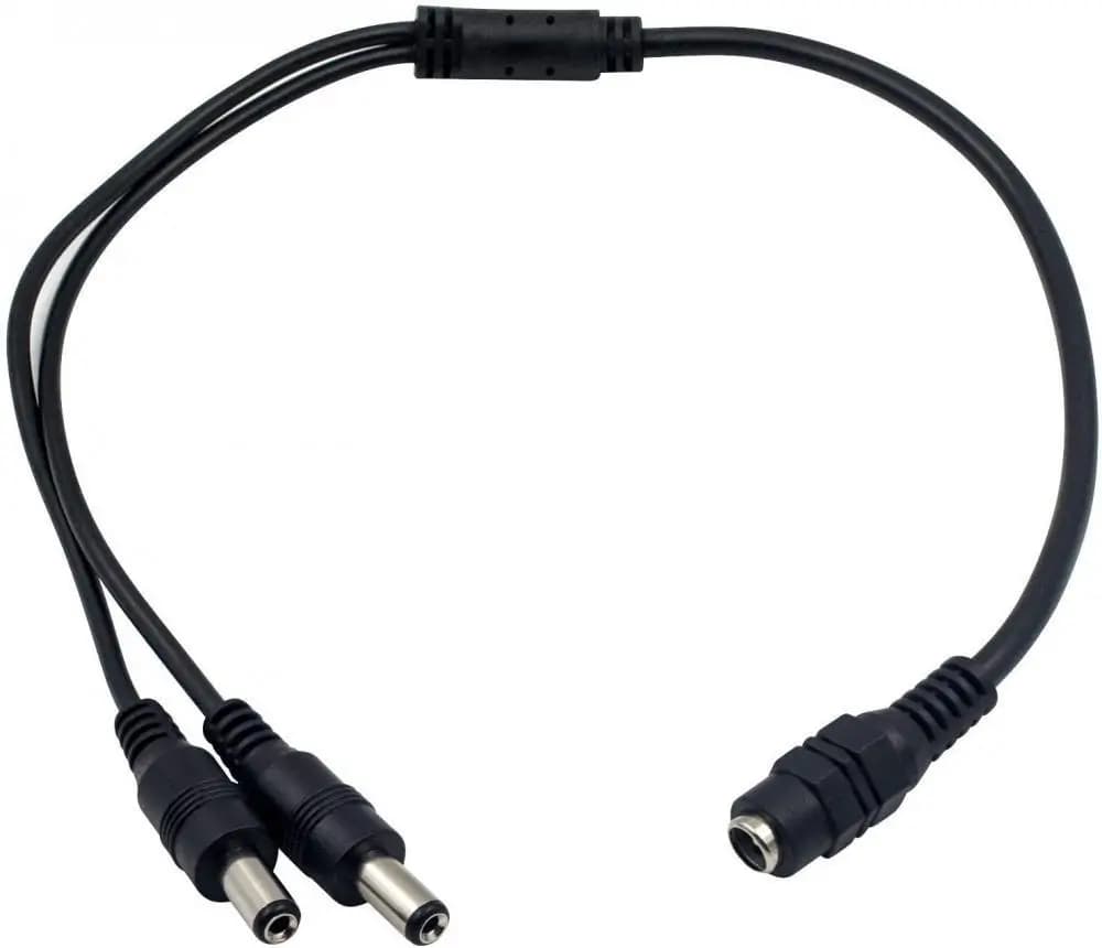 Spliter cablu alimentare cu mufa mama 5.5x2.1 mm la 2x tata 5.5x2.1 mm