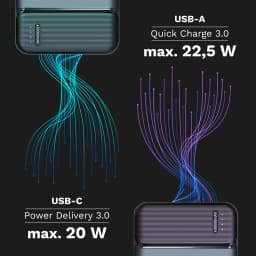 Power bank 30000mAh LI-POL QC 2x USB 22.5W /USB-C 20W Kruger&Matz KM0907.1 4