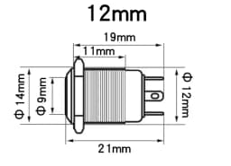 Intrerupator buton LED rosu SW1 OFF-(ON) fara retinere metal 12mm 12-24V 3