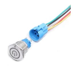 Intrerupator buton LED verde SW 2 ON-OFF cu retinere metal 16mm 12-24V 2