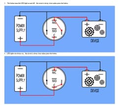 Intrerupator buton LED rosu SW 4 ON-OFF cu retinere metal 22mm 12-24V 5