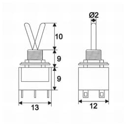 Comutator 2x ON-ON 6 pini 12.5x11.5x8.5mm cu retinere Goobay 2