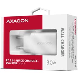 Incarcator retea PD 3.0 QC4+ 1x USB-C + 1x USB-A 30W alb AXAGON ACU-PQ30W 3