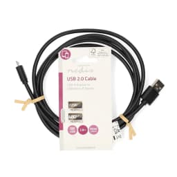 Cablu USB 2.0 USB-A - Micro USB 2m AWG28/24 negru Nedis CCGL60500BK20 3
