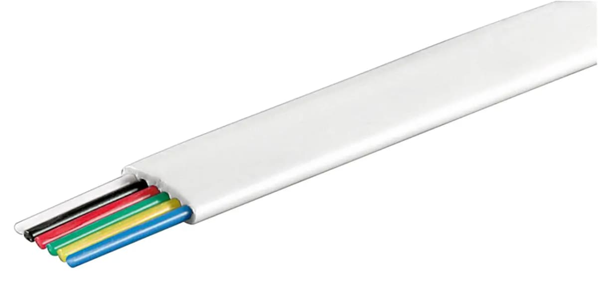 Cablu telefonic plat 6 fire 10m AWG28 CCA alb Goobay 93307-10