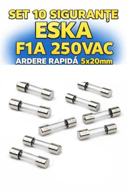 Set 10 sigurante F1A 250VAC ardere rapida 5x20m ESKA 520.617-10 1