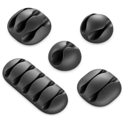 Set 5 cleme organizatoare cabluri cu adeziv negre MK5543 deleyCON 1