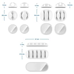 Set 5 cleme organizatoare cabluri cu adeziv albe MK5544 deleyCON 3
