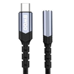 Adaptor audio USB-C tata - JACK 3.5 mm mama 10cm negru BWOO BO-BZ47 3