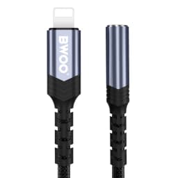 Adaptor audio Lightning tata - JACK 3.5 mm mama 10cm negru BWOO BO-BZ48 3