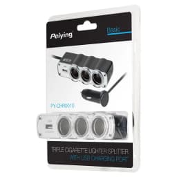Splitter de bricheta auto x3 cu USB si cablu Peiying PY-CHR0010 2