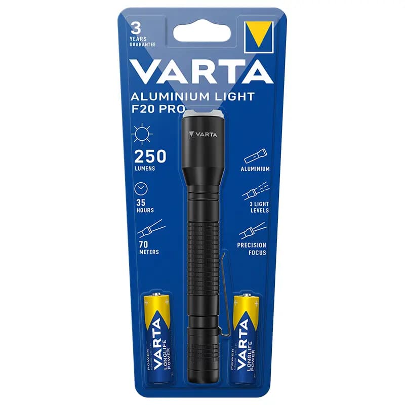 Lanterna LED Aluminium Light F20 PRO VARTA 16607 4W 250lm 2xAA incluse
