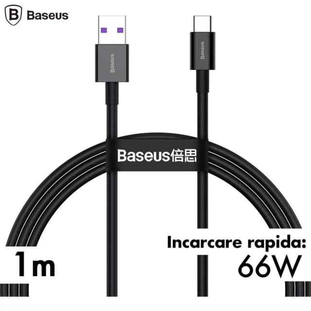 Cablu Baseus CATYS-B01 USB - Tip C 1m 66W 6A PD2.0 negru