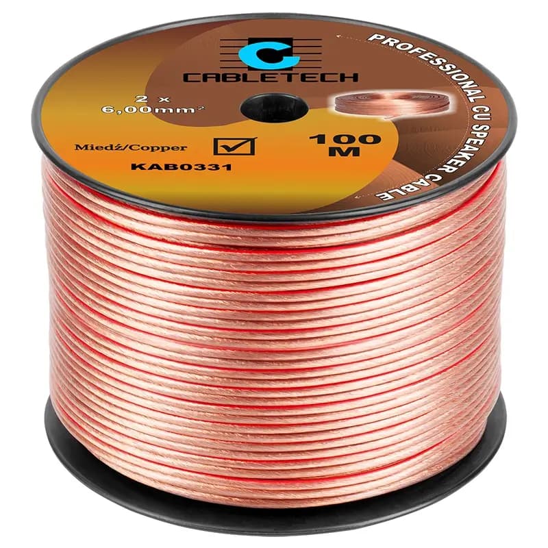 Cablu difuzor 6mm x2 cupru transparent 1m Cabletech KAB0331-1