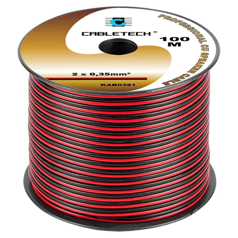 Cablu 10m difuzor cupru 2x0.35mm rosu/negru Cabletech KAB0381-10