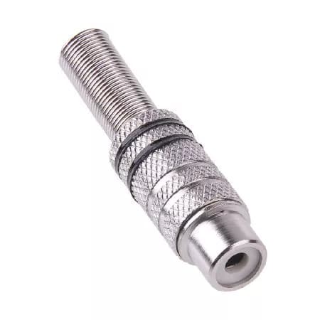 Mufa audio RCA mama metal nichel inel negru