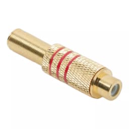 Mufa RCA mama metal aurit cablu 6mm inel rosu 1