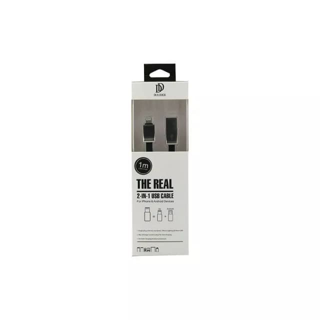 Cablu USB My-Magic 2in1 Micro USB sau Lightning negru 1m plat