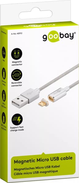 Cablu USB 2.0 cu mufa magnetica micro USB 1.2m argintiu Goobay 3