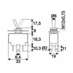Comutator cu brat 2 circuit 10A 250V ON-ON cu retinere 2