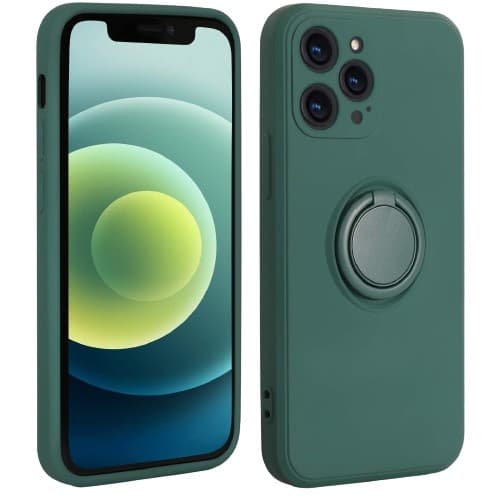Husa protectie compatibila cu Samsung A20E Liquid Silicone Ring cu suport rotativ Verde