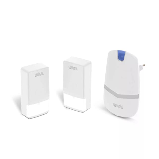 Sonerie digitala alba fara fir si fara baterie cu 2 unitati de exterior Kinetic IP44 delight