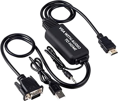 Cablu adaptor convertor VGA tata + audio JACK 3.5 mm tata la HDMI tata 1.8m alimentare prin USB