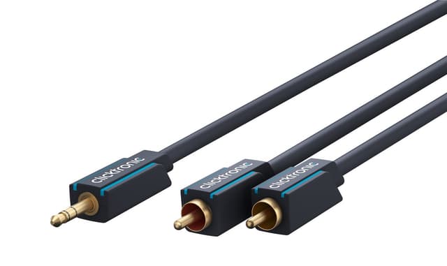 Cablu Profesional CLICKTRONIC audio STEREO JACK 3.5 mm AUX tata la 2x RCA tata STEREO 3m OFC COAX 50 ohm 70468 CLICKTRONIC