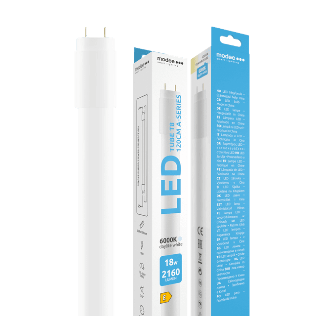 Tub LED T8 18W 2160lm 1200mm lumina rece 6000K Modee ML-T8G6000K1200-18WA