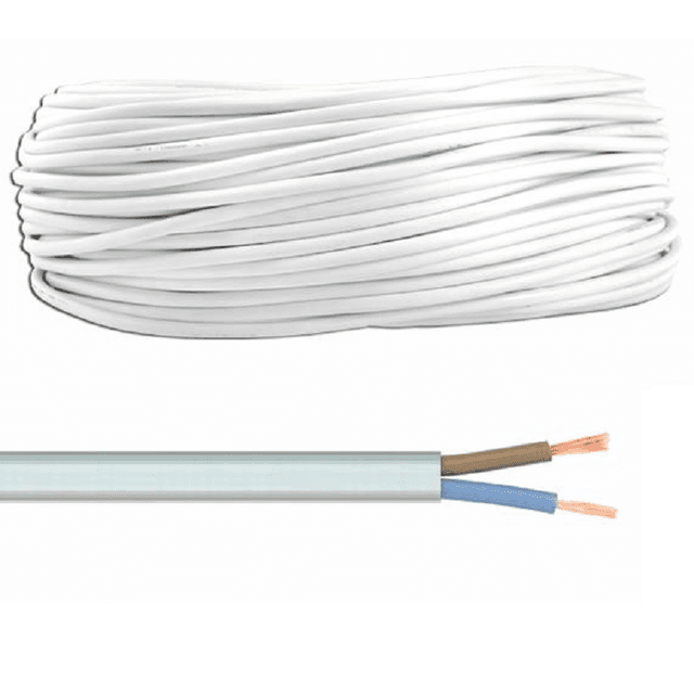Cablu electric bifilar dublu-izolat cupru 2x1.5mm2 plat alb MYYUP H03VVH2-F 2x1.5