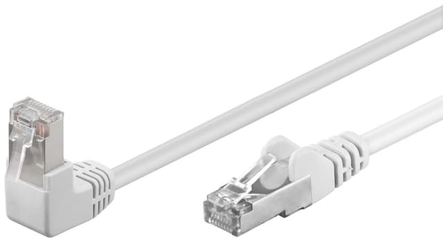 Cablu patch CAT5e FTP RJ45 90 in unghi - RJ45 drept 0.5m 100MHz alb Goobay 94177