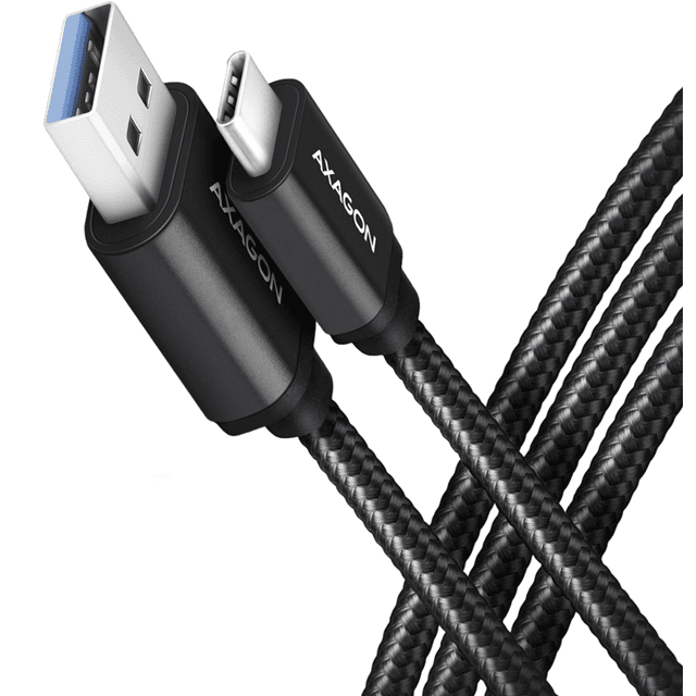 Cablu USB type C - USB-A 2m USB 3.2 Gen1 3A impletit negru Axagon BUCM3-AM20AB