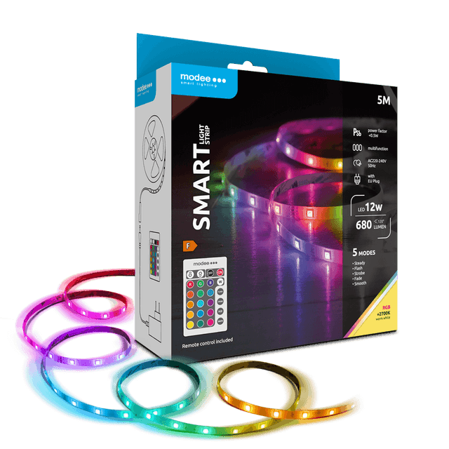 Banda LED Smart Modee 12W telecomanda 2700K +RGB 680lm IP20 5m MSL-LS12W5MRGB2700K-R