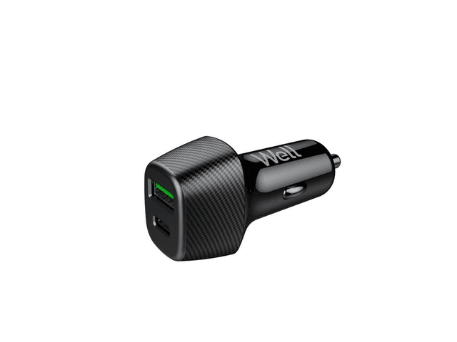 Incarcator auto Well 51W 1x USB type C PD 33W PPS + 1x USB-A QC 18W negru PSUP-USB-CPQ5101BK-WL