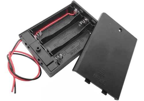 Suport baterii 3x AA cu capac si intrerupator si 2 fire BAT.H.AA-3 SWITCH