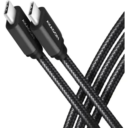 Cablu de date/incarcare pentru transfer rapid AXAGON USB-C la USB-C 2.0 2.5m PD 240W 5A matisat conector aluminiu BUCM2-CM25AB