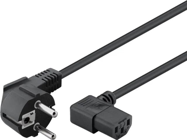 Cablu de alimentare cu IEC 90 grade pe ambele capete 5m negru 3x1mm2 pentru PC /monitor /proiector /dispozitive cu conector C14