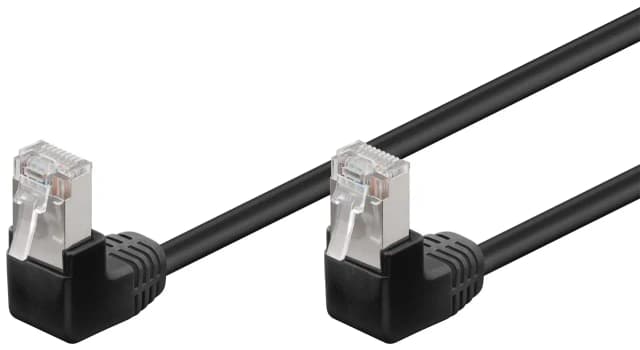 Cablu Patch CAT5e 2x RJ45 90 FTP 0.25m negru pentru Conectare retea /Protectie la Interferente 96076 Goobay
