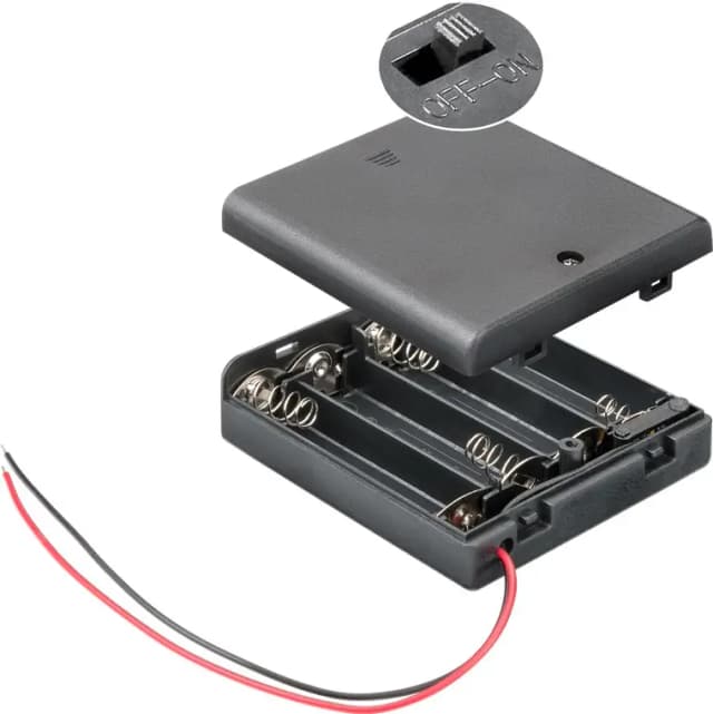 Suport baterii 4x AA R6 cu comutator si capete de cablu libere Rezistent la apa 11473 Goobay