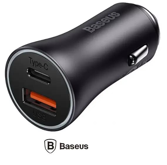 Incarcator auto Baseus CGJM000113 Golden Contactor Max Quick Charge 60W 1x USB 5V/3A 1x USB Type-C gri